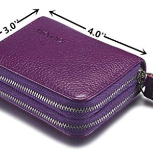 KALMORE Women's Leather RFID Secured Spacious Cute Card Wallet Small Purse, Purple, Two Zippers - Image 4