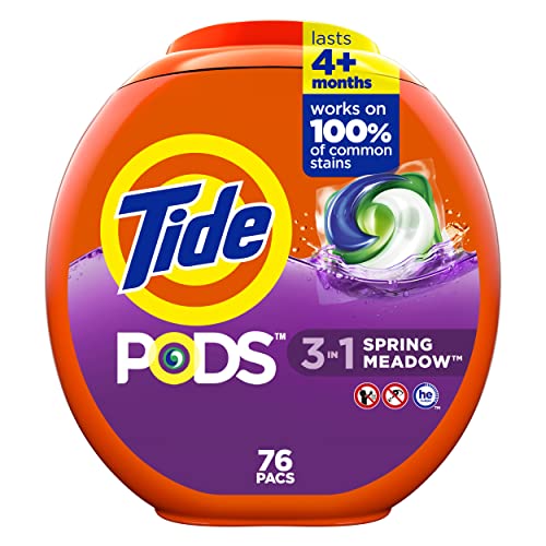 Tide PODS Liquid Laundry Detergent Soap Pacs HE Compatible 76 Count Powerful 3-in-1 Clean in one Step Spring Meadow Scent