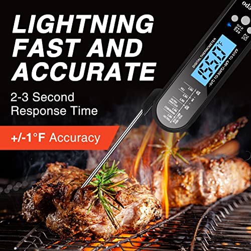 Juseepo Instant Read Waterproof Meat Thermometer - 2s Instant Read Ultra Fast Cooking Thermometer with Backlight & Calibration.Best Kitchen Food Thermometer for Cooking, Outdoor Grill and BBQ(Black) - Image 6